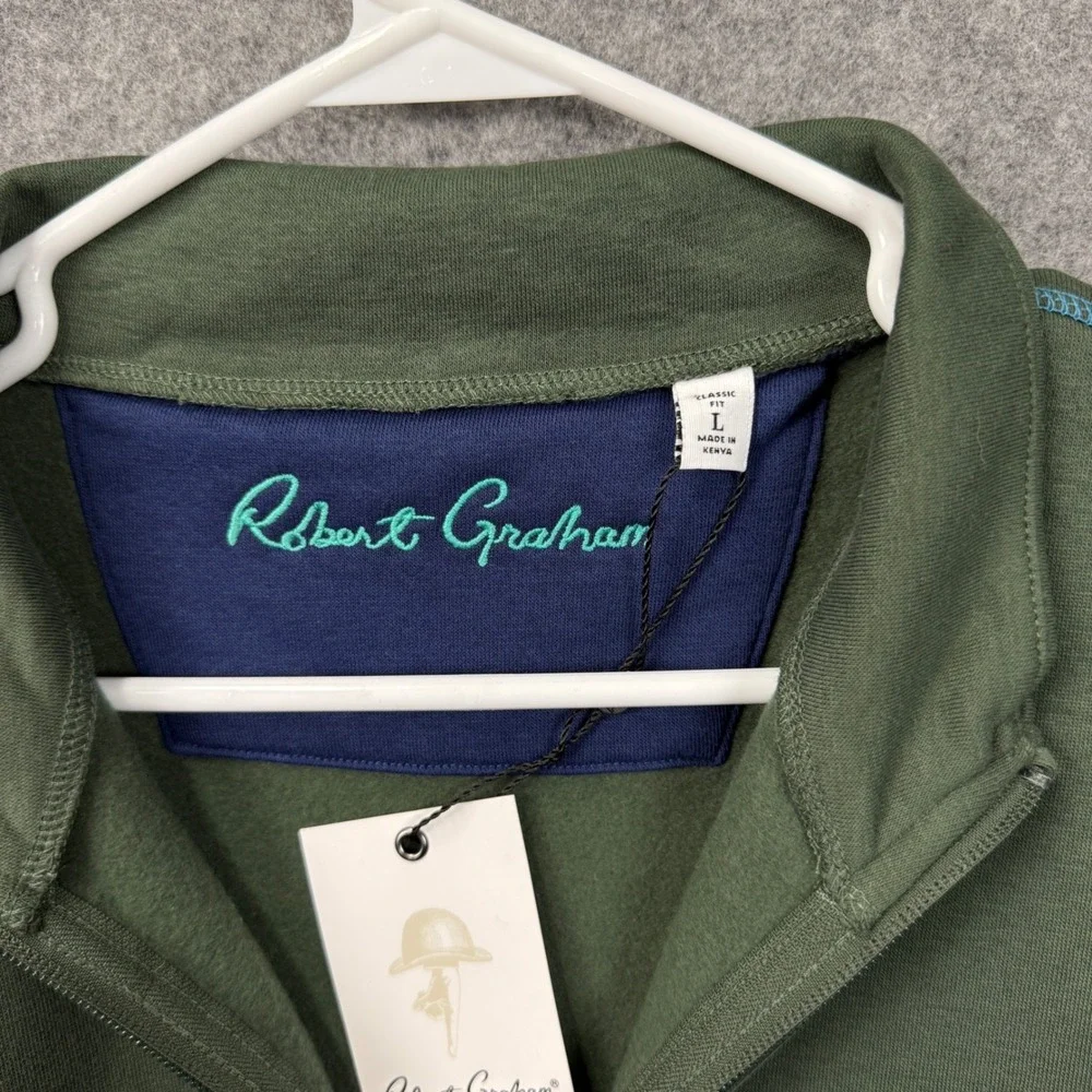 Robert Graham Fulham‎ Mens Deep Forest Green Quarter Zip Pullover Sweatshirt L